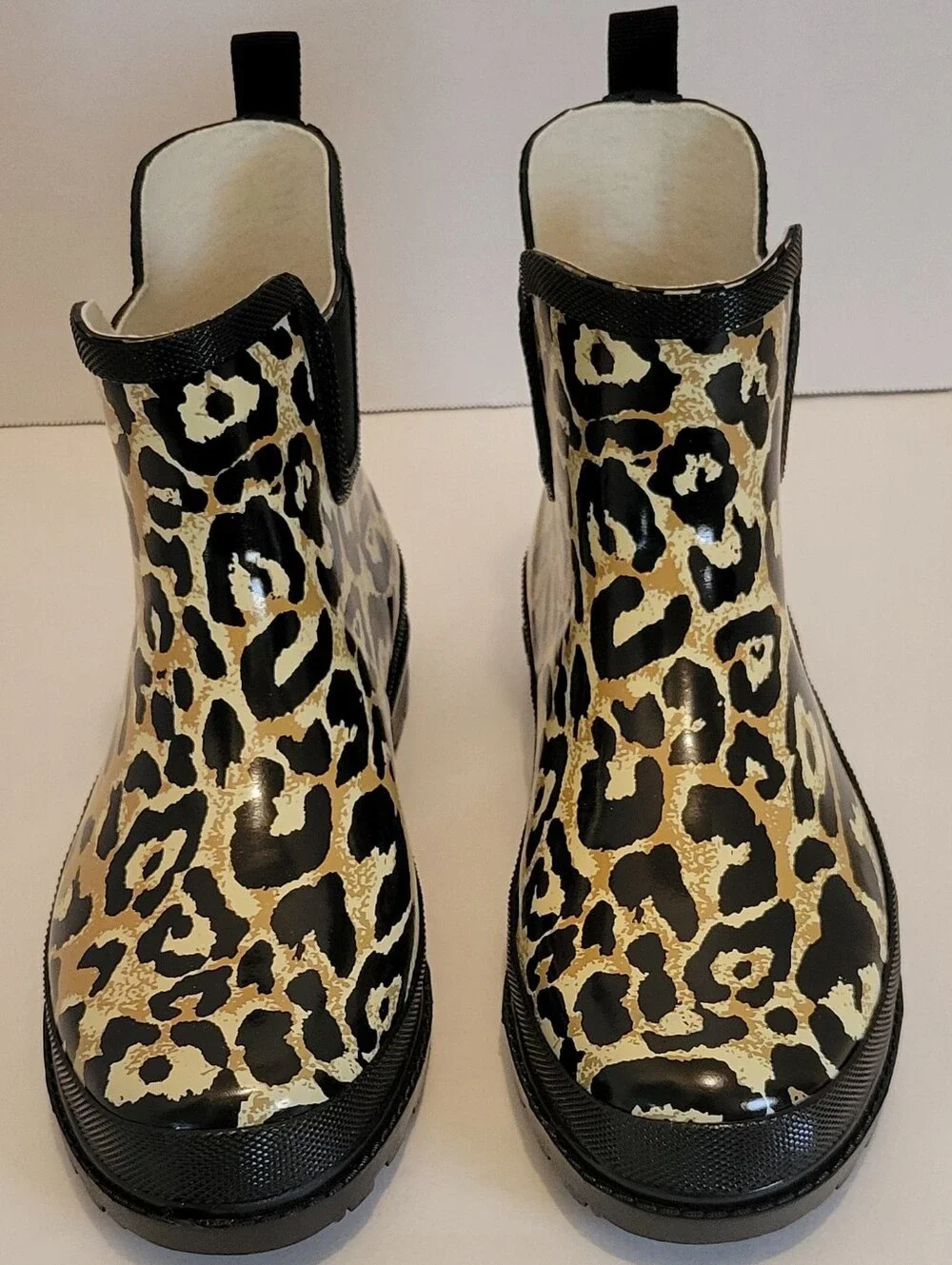 Journee Collection Tekoa Leopard Print Chelsea Rain Boots Waterproof Size 9 NWOT
